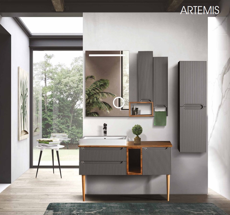 BANYO DOLABI ARTEMİS ANTRASİT-MASİF 85 CM - TAKIM 